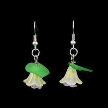 Load image into Gallery viewer, Little Hanging Flower Earrings, Yellow and Purple