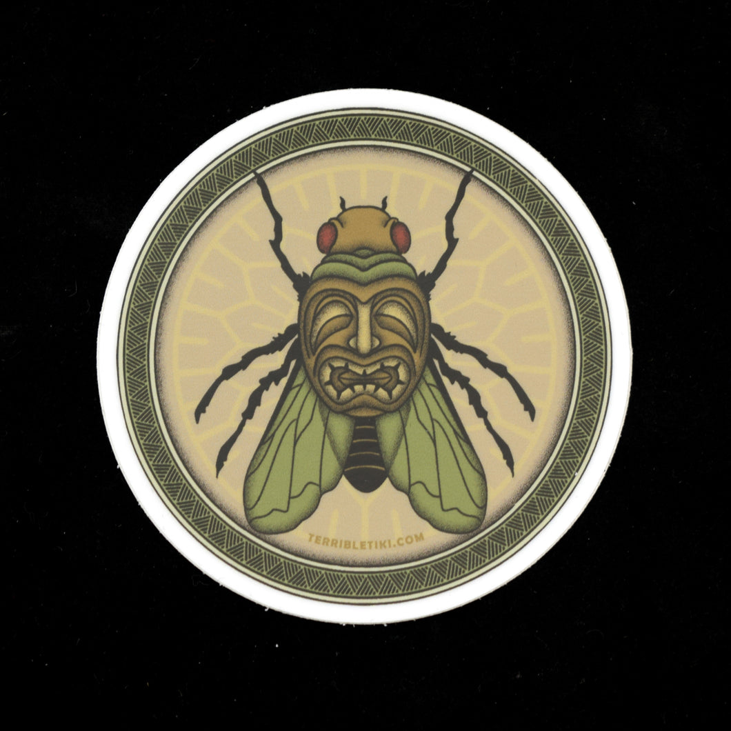 Tiki Fly Round Vinyl Sticker