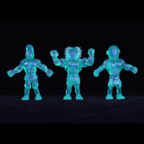 Tiki Melee T.I.K.I. figures One Off, Set of 3, Turquoise Interference Purple
