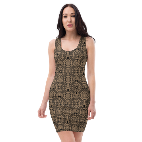 Brown Tiki Pattern Dress