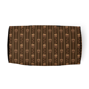 Brown Linear Tiki Print Duffle bag