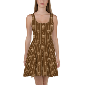 Brown Tiki and Bamboo Skater Dress