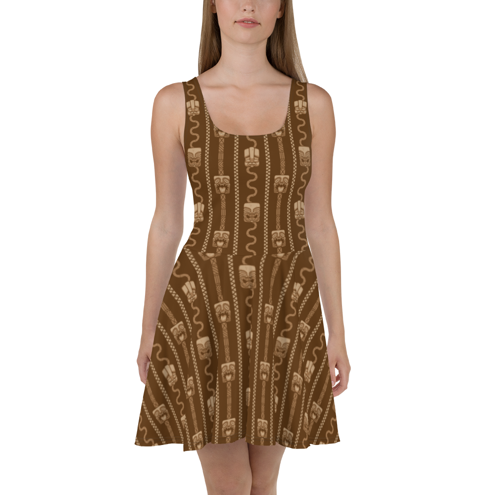 Brown Tiki and Bamboo Skater Dress