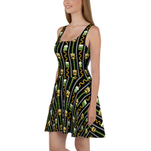 Load image into Gallery viewer, Green Tiki and Bamboo Skater Dress