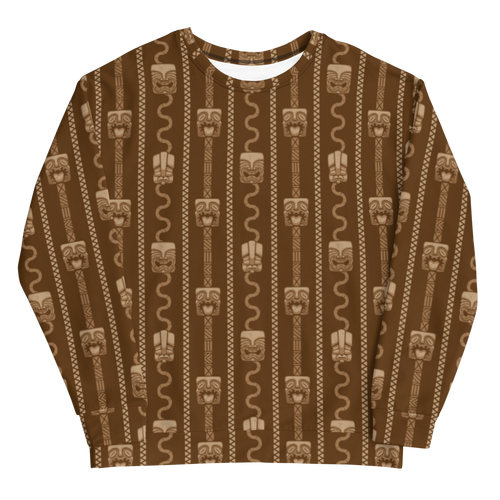 Brown Tiki Print Unisex Sweatshirt