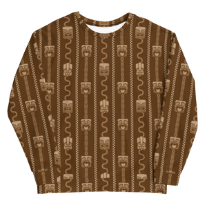 Brown Tiki Print Unisex Sweatshirt