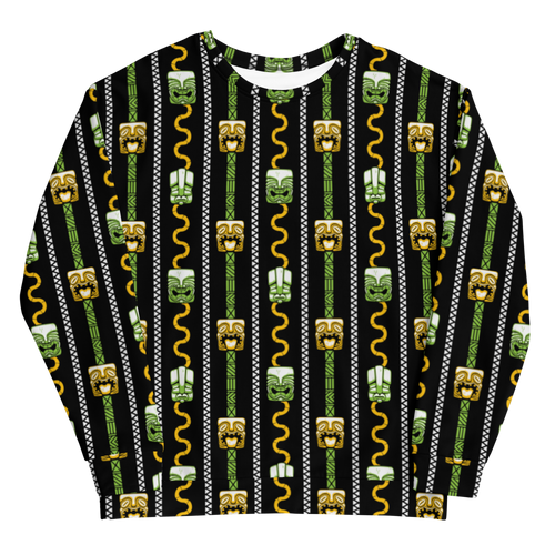 Green Tiki Print Unisex Sweatshirt