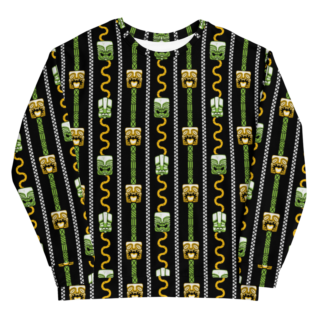 Green Tiki Print Unisex Sweatshirt