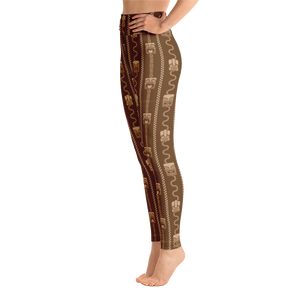 Brown Linear Tiki Yoga Leggings