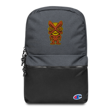 Load image into Gallery viewer, Orange and Yellow Tiki Embroidered Champion Backpack