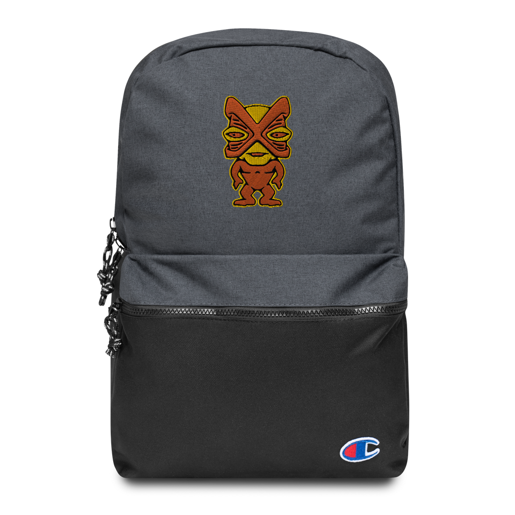 Orange and Yellow Tiki Embroidered Champion Backpack