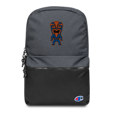 Load image into Gallery viewer, Blue and Orange Tiki Embroidered Champion Backpack