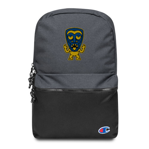 Yellow and Blue Tiki Embroidered Champion Backpack