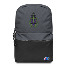 Load image into Gallery viewer, Purple and Green Tiki Embroidered Champion Backpack