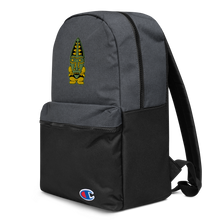 Load image into Gallery viewer, Green and Orange Tiki Embroidered Champion Backpack
