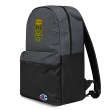 Load image into Gallery viewer, Green and Yellow Tiki Embroidered Champion Backpack