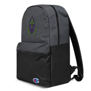 Purple and Green Tiki Embroidered Champion Backpack