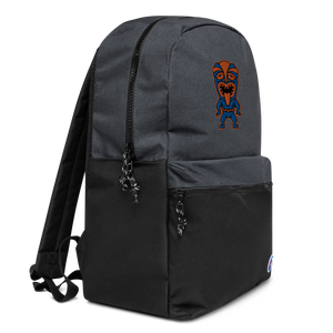Blue and Orange Tiki Embroidered Champion Backpack