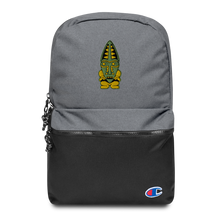 Load image into Gallery viewer, Green and Orange Tiki Embroidered Champion Backpack