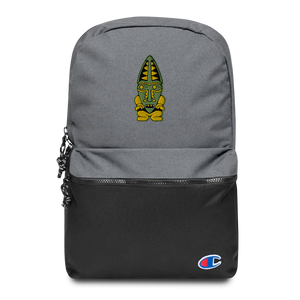 Green and Orange Tiki Embroidered Champion Backpack