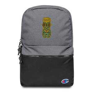 Green and Yellow Tiki Embroidered Champion Backpack