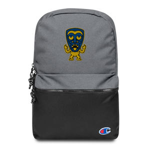 Yellow and Blue Tiki Embroidered Champion Backpack