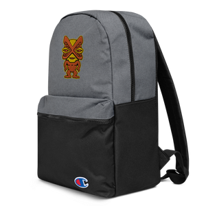 Orange and Yellow Tiki Embroidered Champion Backpack