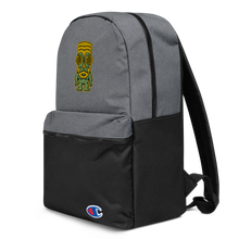 Load image into Gallery viewer, Green and Yellow Tiki Embroidered Champion Backpack