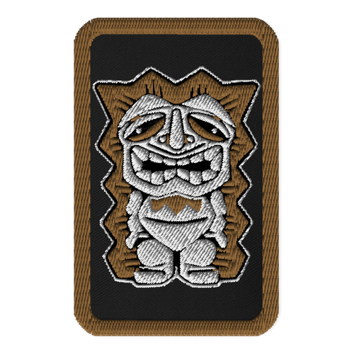Brown and White Tiki Embroidered patches