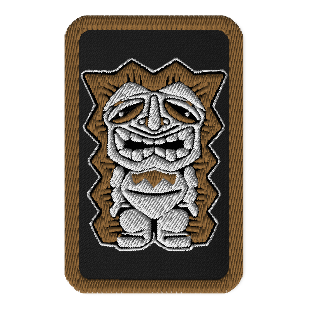 Brown and White Tiki Embroidered patches