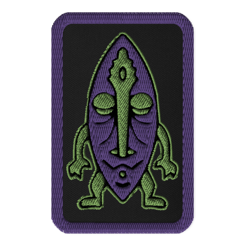 Purple and Green Tiki Embroidered patch