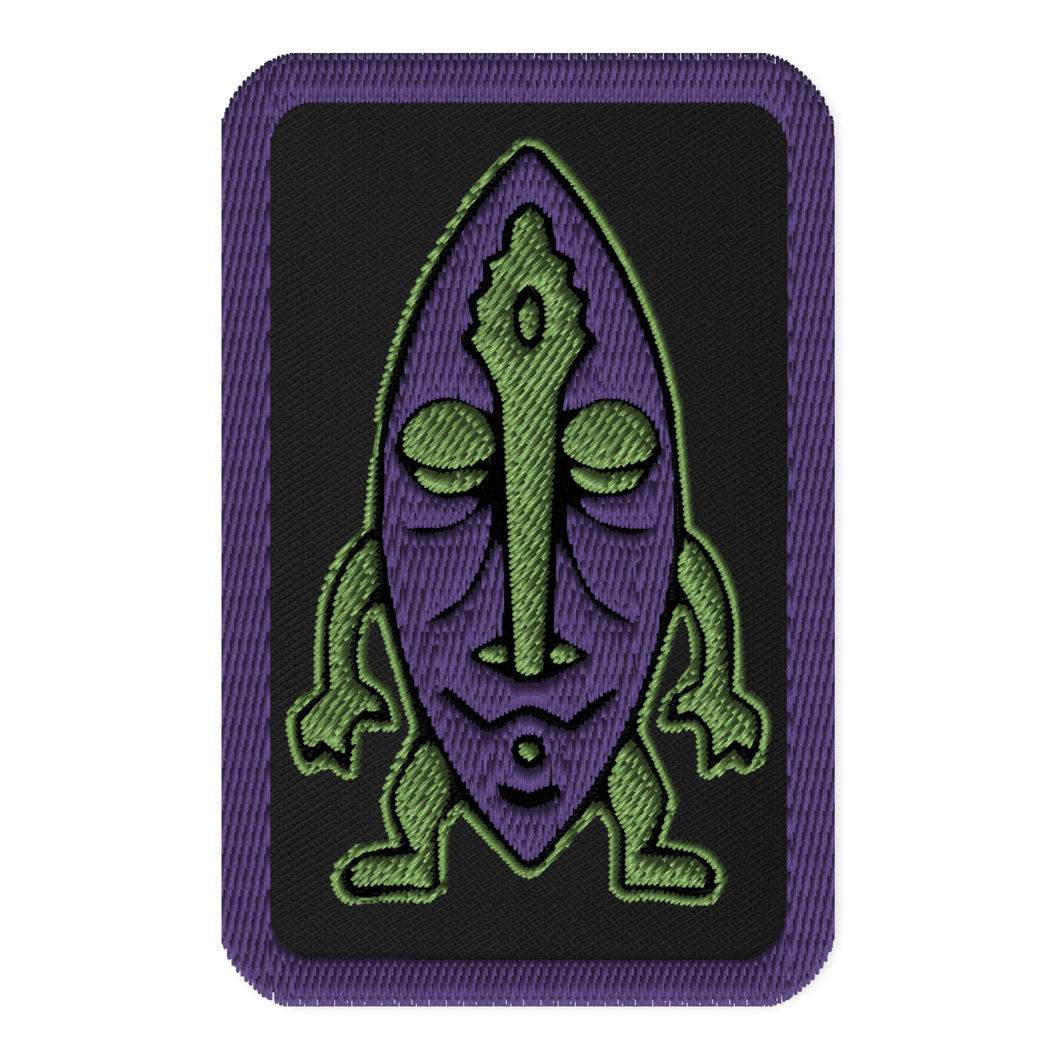Purple and Green Tiki Embroidered patch
