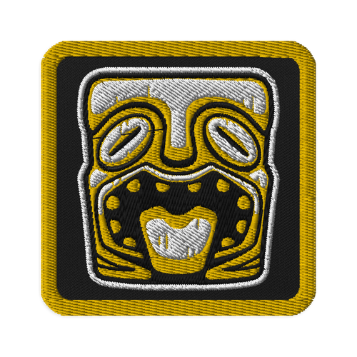 Yellow Tiki Face Embroidered patch
