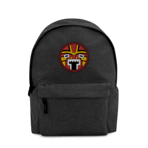 Tiki Face Three Embroidered Backpack