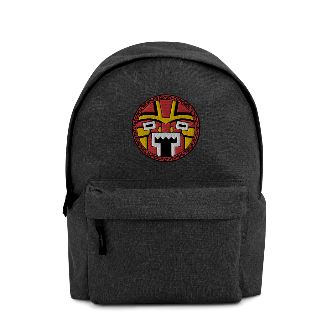 Tiki Face Three Embroidered Backpack