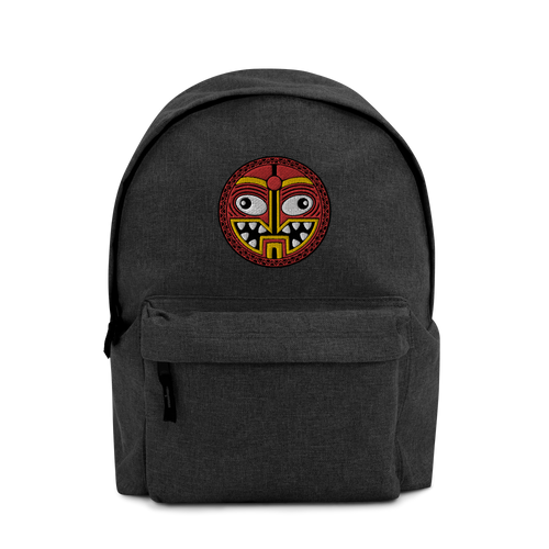 Tiki Face Four Embroidered Backpack