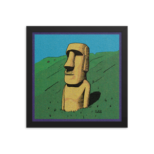 Moai on the Grass Framed poster