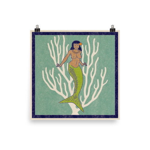 Vintage Mermaid Poster