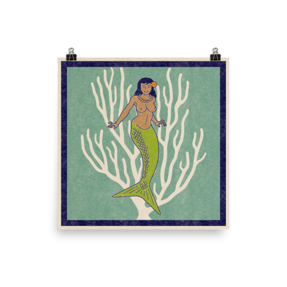 Vintage Mermaid Poster