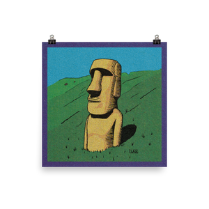 Moai on the Grass Poster