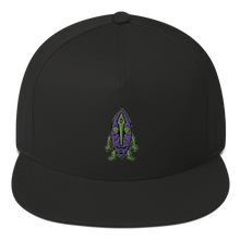 Load image into Gallery viewer, Purple and Green Tiki Flat Bill Cap
