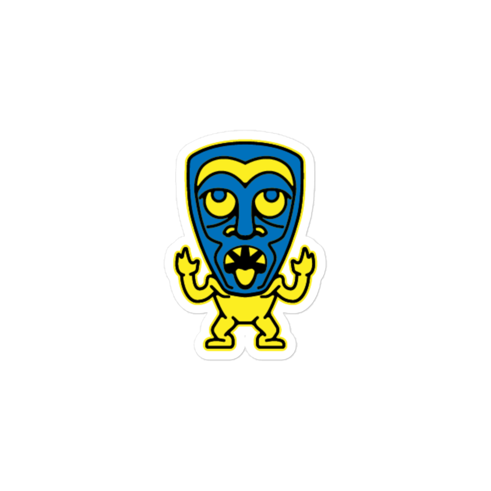 Blue and Yellow Tiki Bubble-free stickers