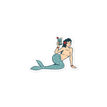 Load image into Gallery viewer, Teal Mermaid with Tiki Mug Bubble-free stickers