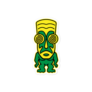 Green and Yellow Tiki Bubble-free stickers