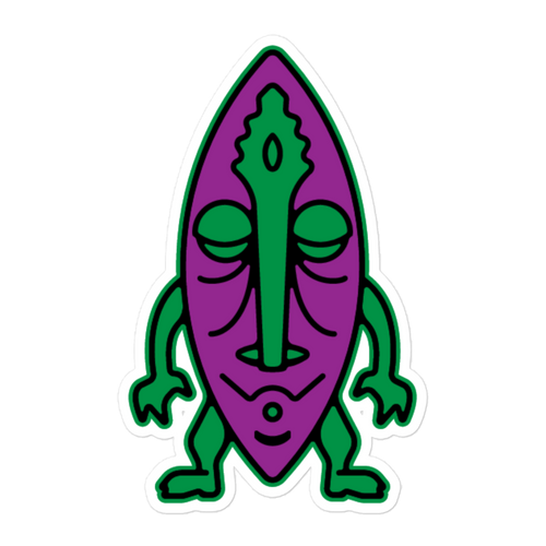 Purple and Green Tiki Bubble-free stickers