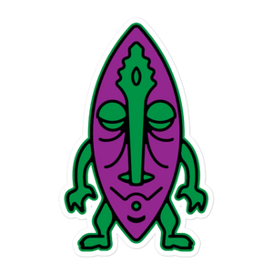 Purple and Green Tiki Bubble-free stickers