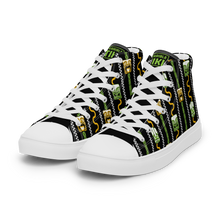 Load image into Gallery viewer, Green and Orange Tiki Pattern Men’s high top canvas shoes