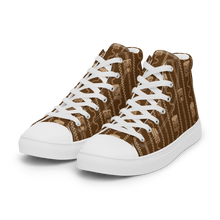 Load image into Gallery viewer, Brown Tiki Pattern Men’s high top canvas shoes