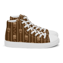 Load image into Gallery viewer, Brown Tiki Pattern Men’s high top canvas shoes