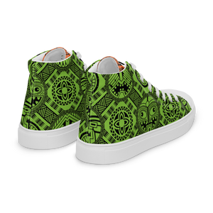 Green Tiki Tattooed Men’s high top canvas shoes